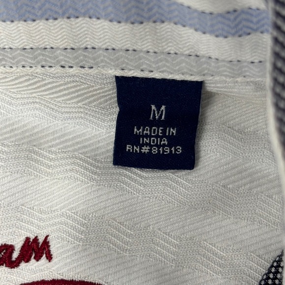 Robert Graham Men's M Gray Blue Striped Classic Fit Button Shirt Signature Cuffs - Picture 7 of 7